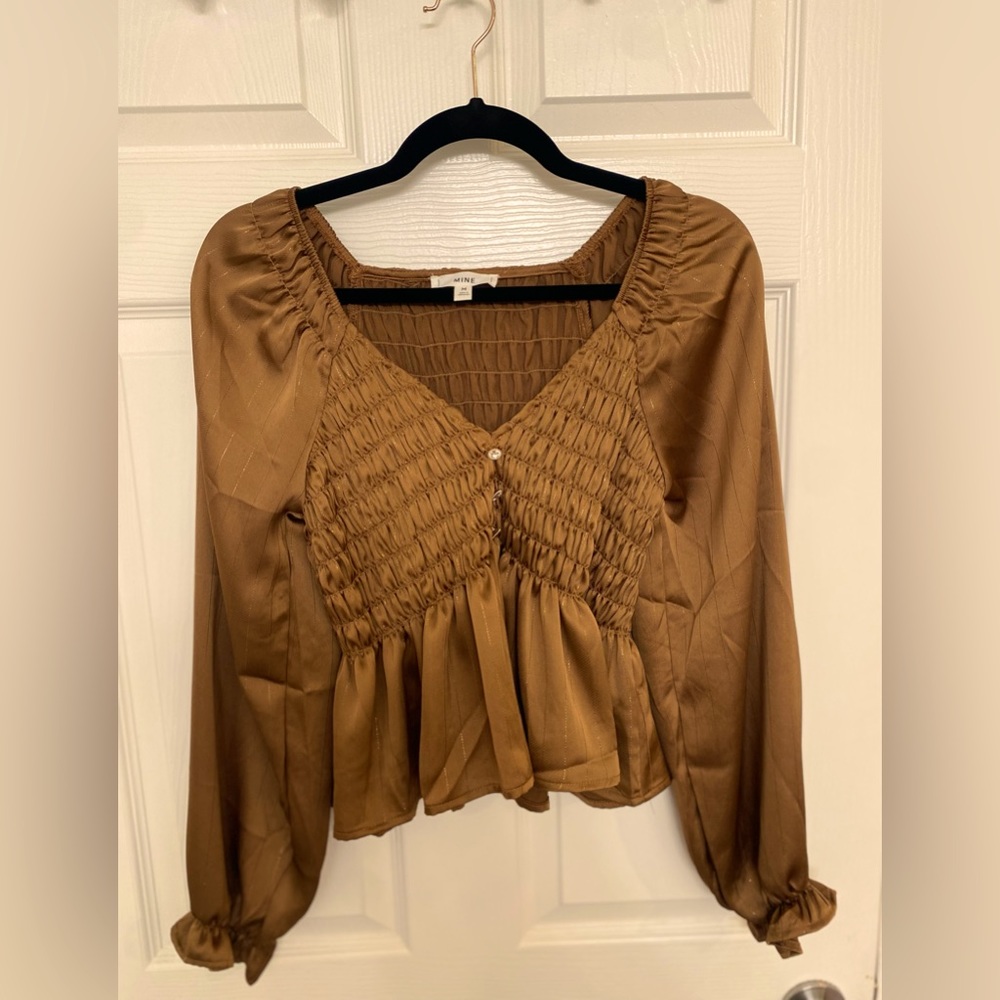 Brown/ gold silk top